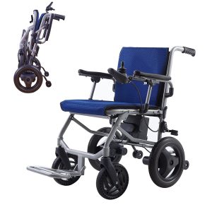KANO (Blue)-Foldable Electric Wheelchair, Travel Size, User-Friendly