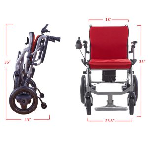 KANO( Red) – Foldable Electric Wheelchair, Travel Size, User-Friendly