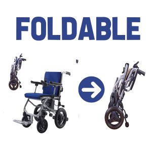 KANO (Blue)-Foldable Electric Wheelchair, Travel Size, User-Friendly