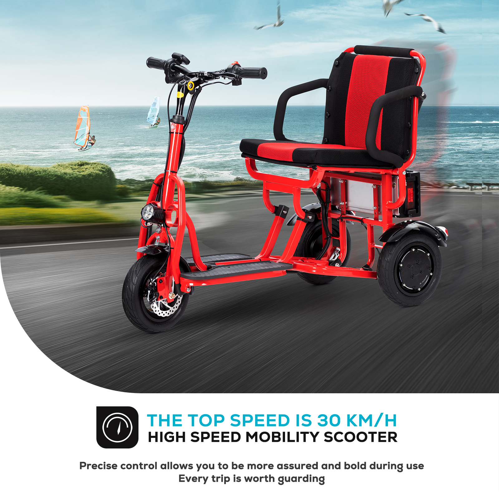 COUGAR Folding Electric Mobility Scooter 3 Wheel Lightweight Portable Power Travel Scooters - Image 6