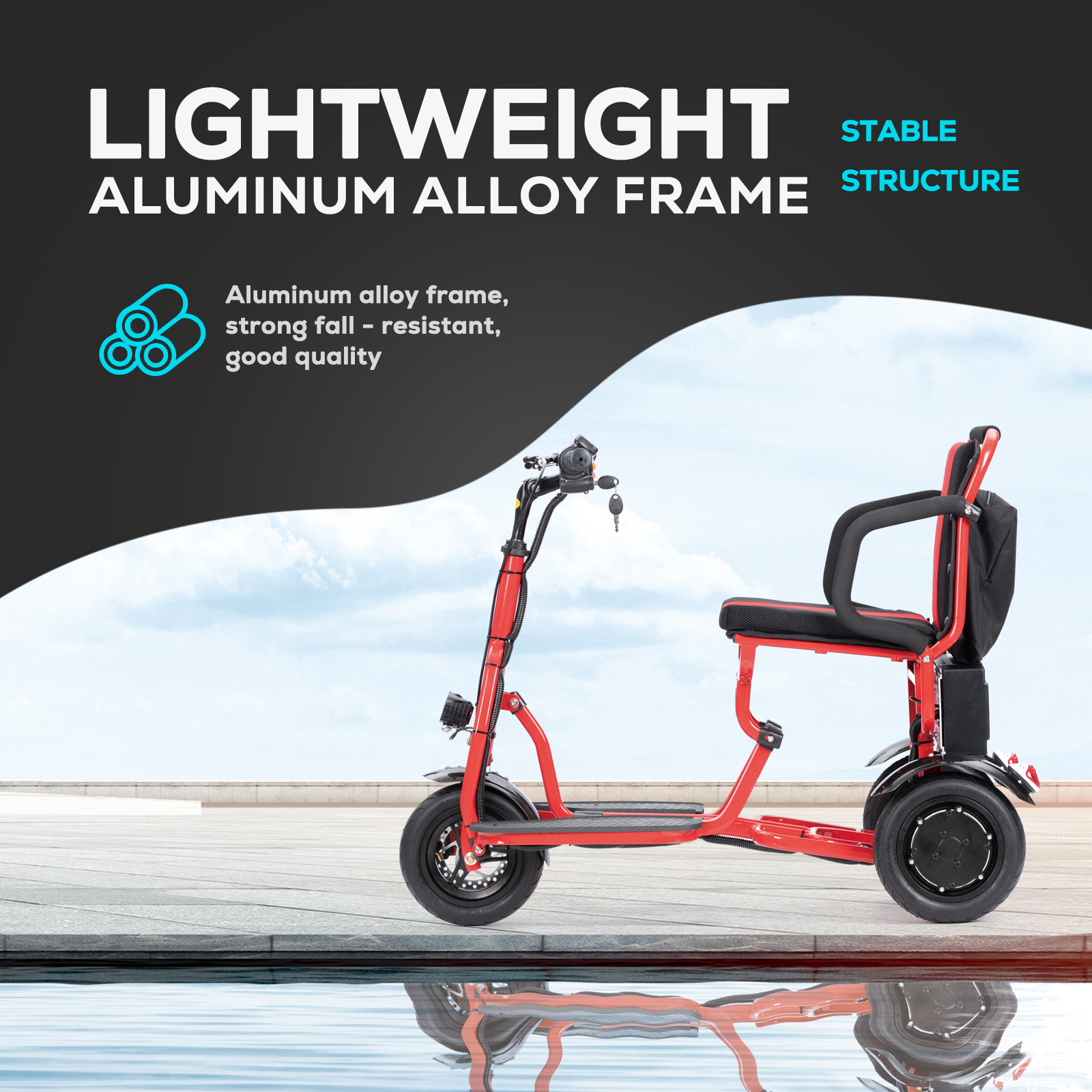 COUGAR Folding Electric Mobility Scooter 3 Wheel Lightweight Portable Power Travel Scooters - Image 2